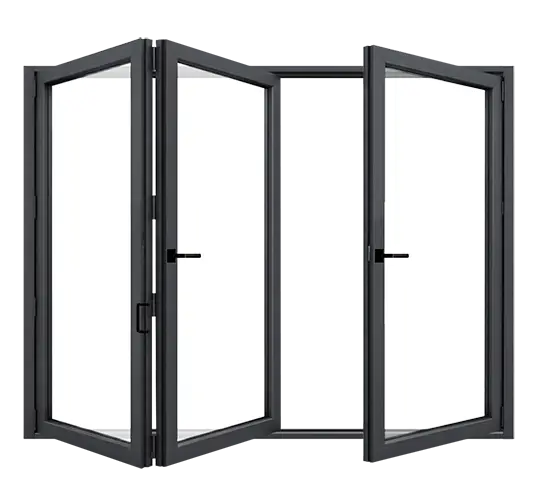 Ouverture Totale : Les 3 vantaux se replient du même côté (gauche ou droite).