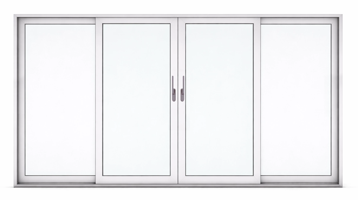 Ouverture panoramique centrale avec deux vantaux mobiles s'écartant. Idéal pour des ouvertures monumentales jusqu'à 6 mètres.