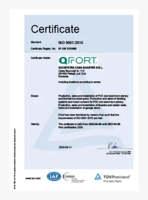 Certificat ISO 9001 en QFort