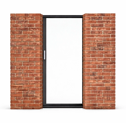 Ouverture vers la Droite : Le vantail glisse et disparaît dans le mur situé à droite.