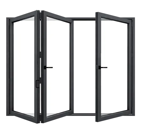 Ouverture Totale : Les 3 vantaux se replient du même côté (gauche ou droite).