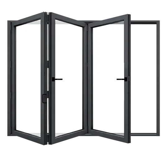 Ouverture Totale : Les 3 vantaux se replient du même côté (gauche ou droite).