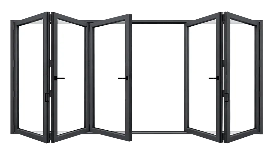 Ouverture Centrale : 2 vantaux partent à gauche et 2 vantaux partent à droite.