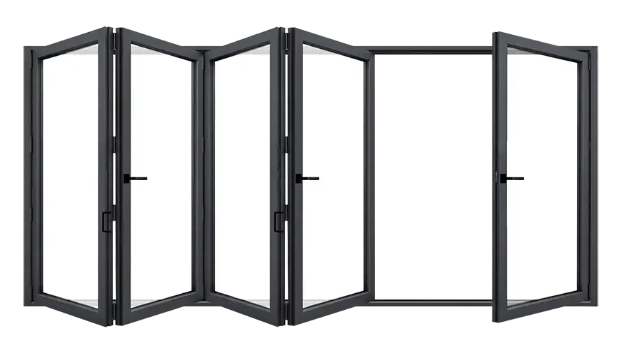 Polyvalence : 4 vantaux pliants d'un côté + 1 porte de service indépendante