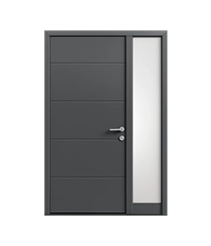 Porte d'entrée aluminium - panneau latéral vitré à droite ou à gauche