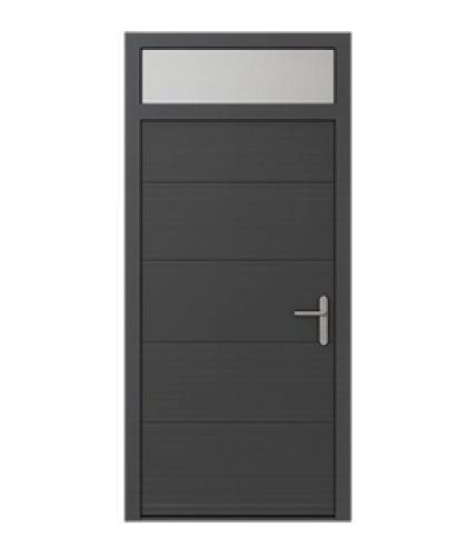 Porte d'entrée aluminium - imposte fixe horizontale au-dessus de la porte